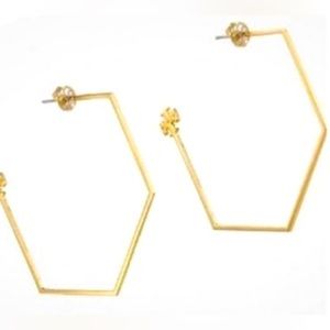 Tory Burch Logo Gold-Tone Hoop Earrings